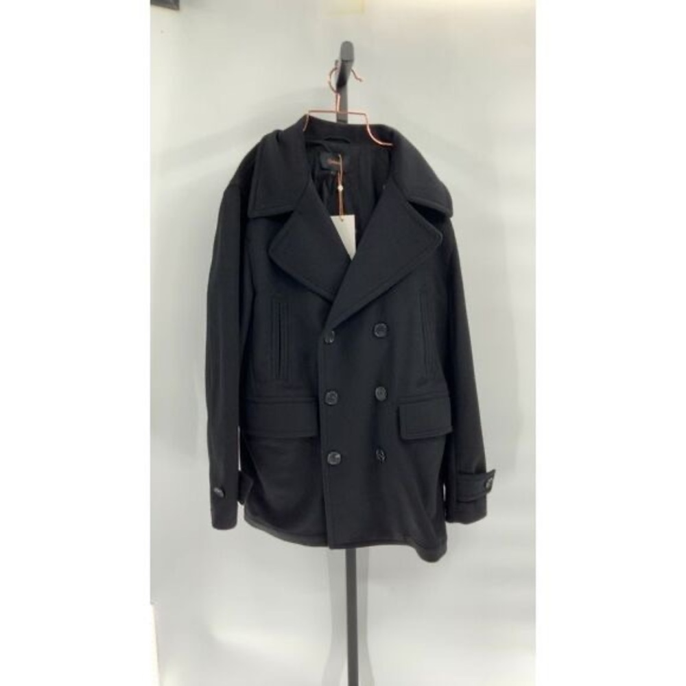 Quince Mens Italian Wool Peacoat Black L